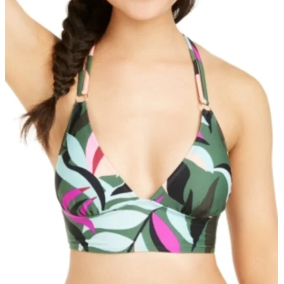 Macy’s NWT Junior’s Tropical Hula Honey Bikini Top Size XS Strappy Crisscross - Picture 1 of 16